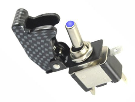 EIE Toggle Switch Illuminated Di-Blue with Black Cover