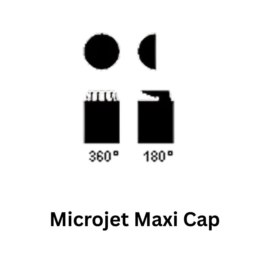 Microjet Maxi Cap – 180° and 360° Large-Pattern Spray Cap (AM01, AM05)