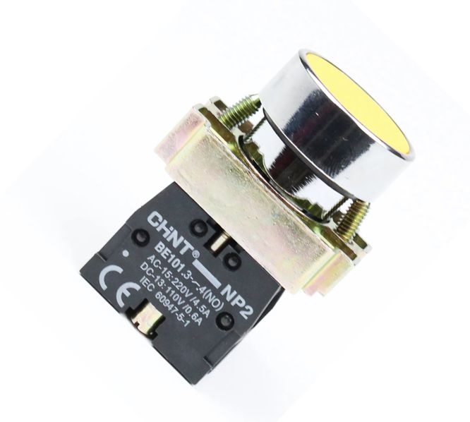 Chint Push Button Switch Round 22mm Spst Yellow
