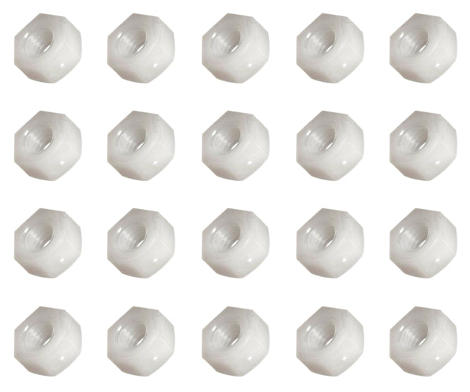 Mecaon White Nylon M3 Plastic Nut 3x2.5x5.6mm - 1K/BAG