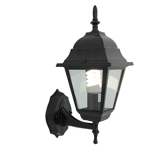 Eurolux Lantern Outdoor Wall Light – 4 Panel, Up Facing, Black
