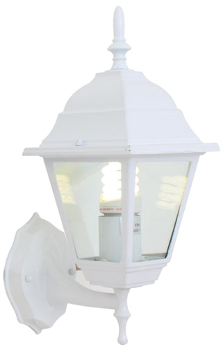 Eurolux Lantern Outdoor Wall Light – 4 Panel, Up Facing, White