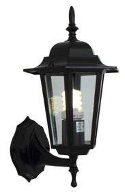 Eurolux Lantern Outdoor Wall Light – 6 Panel, Up Facing, Black