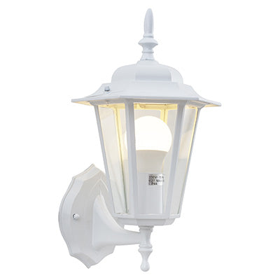 Eurolux Lantern Outdoor Wall Light – 6 Panel, Up Facing, White