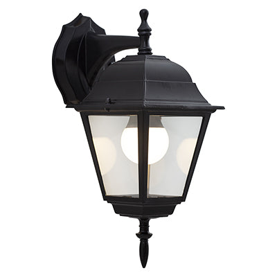 Eurolux Lantern Outdoor Wall Light – 4 Panel, Down Facing, Black