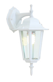 Eurolux Lantern Outdoor Wall Light – 6 Panel, Down Facing, White