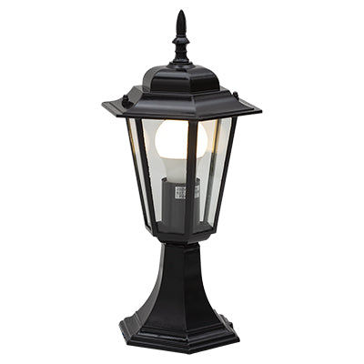 Eurolux Outdoor Lantern Pedestal Light – 6 Panel, Black
