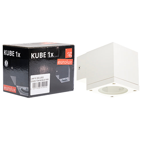 Eurolux Kube Outdoor Wall Light – Down or Up Only, White