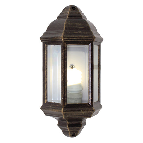 Eurolux Lantern 3 Panel Half Wall Outdoor Light – Black Gold