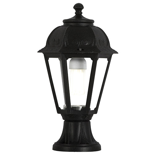 Fumagalli Mikrolot Saba black outdoor pedestal light E27