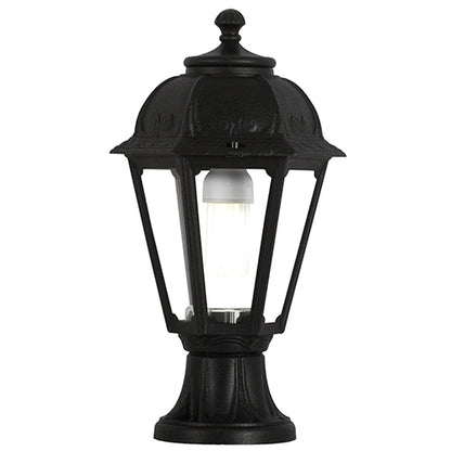 Fumagalli Mikrolot Saba black outdoor pedestal light E27