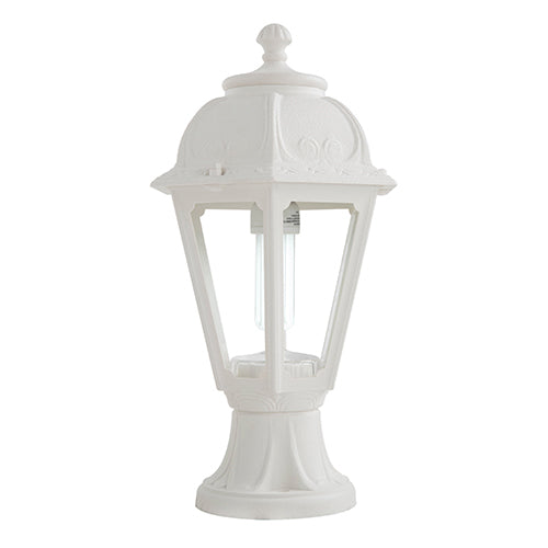 Fumagalli Mikrolot Saba white pedestal light for gate pillars
