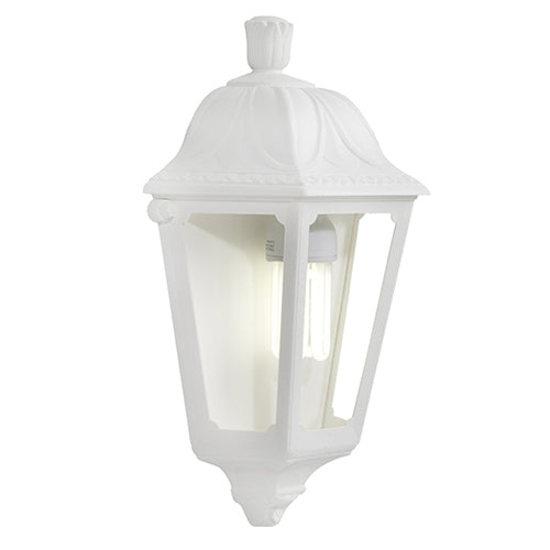 Fumagalli Iesse white half wall lantern outdoor light with clear diffuser