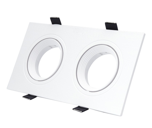 O-lite Rectangular 2-Lamp Anti-Glare Shallow Recessed Downlight Fitting, Plastic 0580160