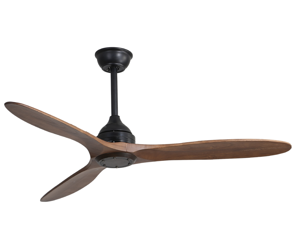 O-lite Elica 3 Blade Ceiling Fan – 1320mm, Sand Nickel/Mahogany, No Light, 230V