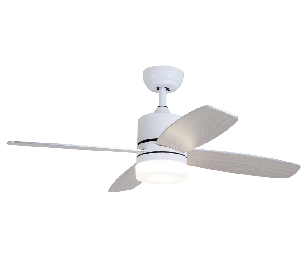 O-lite Respiro 4 Blade Ceiling Fan with 18W LED Light – 1200mm, White, 230V