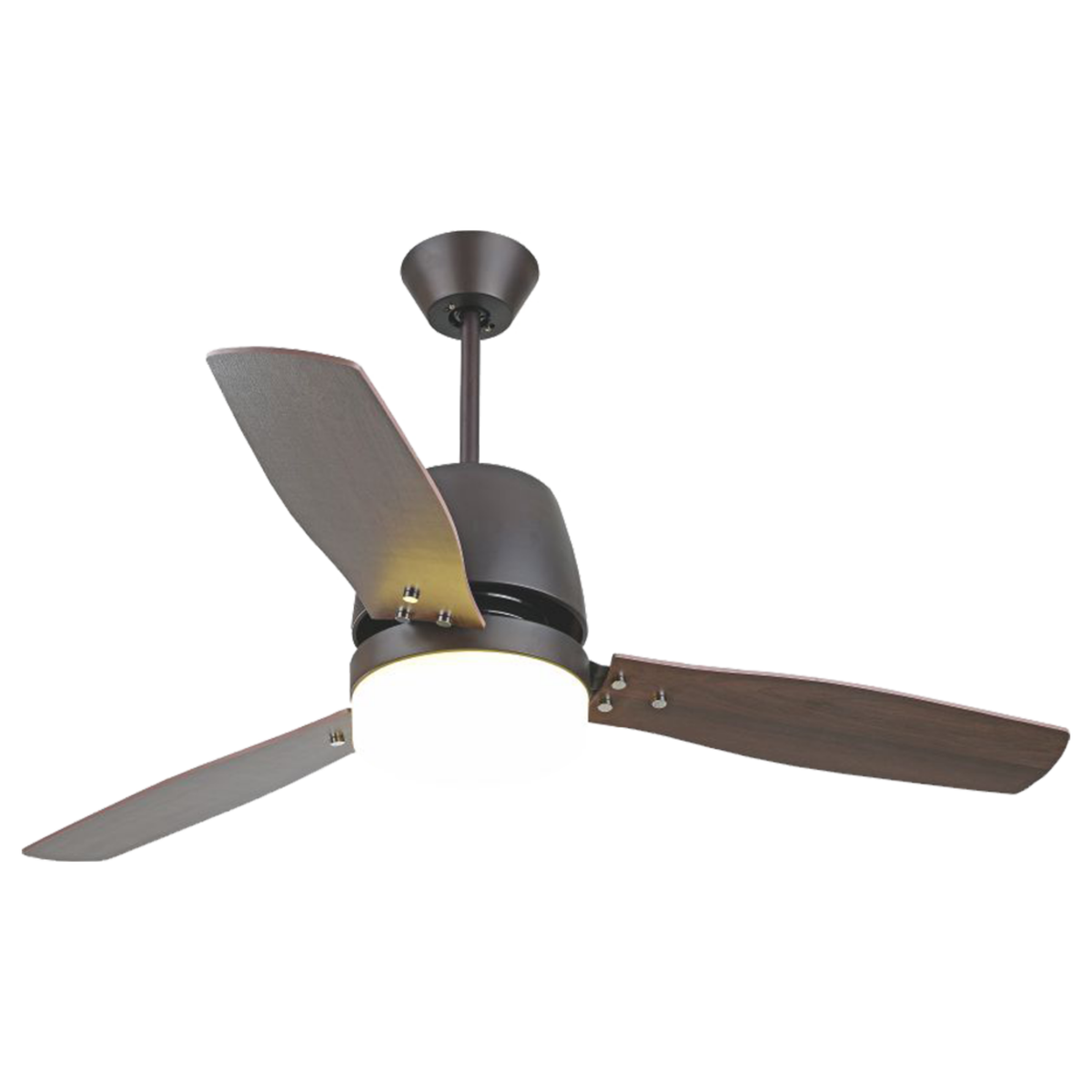 O-lite Vento 3 Blade Ceiling Fan with 24W LED Light 1200mm, Wood/Black, 230V