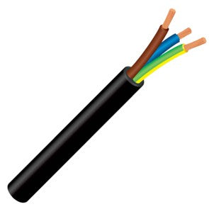 EIE Cabtyre Cable 3C 1.0 O=7 Black - Open Reel