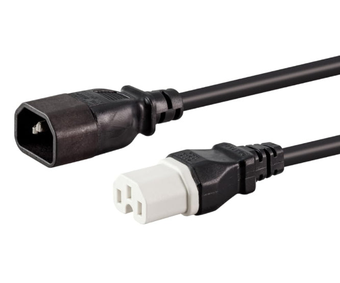 EIE C15 Socket - C14 Plug Iec Power Lead Black - 1.2m