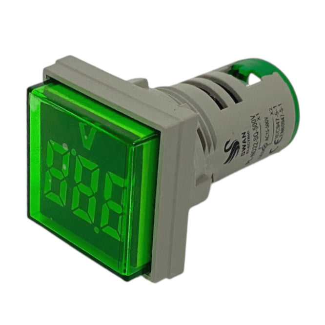 Swan Electric Voltmeter Indicator Square 500VAC 22mm