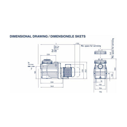 BADU Porpoise Self-Priming Pool Pump Technical Specifications & Performance, 0.45kW - 1.1kW, Shop Now At Zisabo South Africa