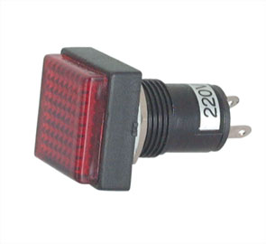 EIE Lamp Neon 220VAC D=15mm Sq Red