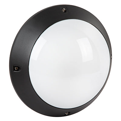 Radiant black round plain bulkhead light with two E27 lamp holders