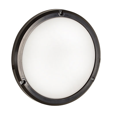 Radiant Eco round bulkhead light with opal shade and black body