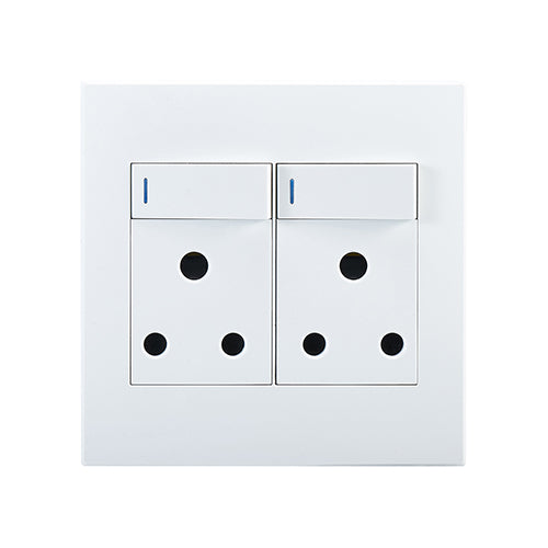 Eurolux Horizon Modern Double Socket 16A in White