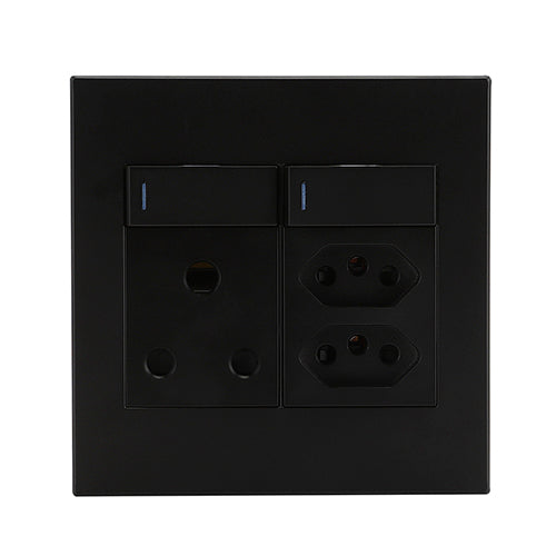 Eurolux Horizon Modern Single Socket with 2 x Euro Sockets in Black