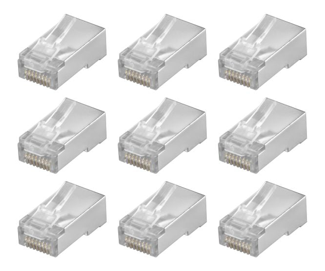 EIE 8W Shielded RJ45 Feedthrough Plug CAT5E/6 1.0mm 24-26AWG - 100/BAG