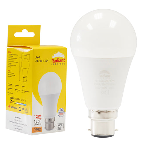 Radiant A60 12W LED Bulb – B22 Bayonet, 3000K Warm White