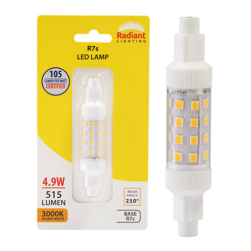 Radiant QI Clear 4.9W LED Lamp – R7s, 3000K Warm White