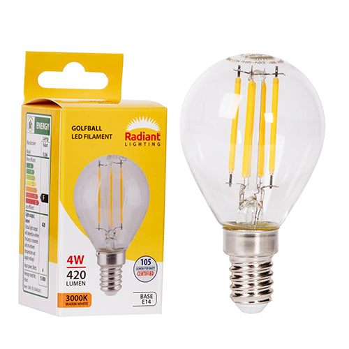 Radiant Golfball Filament Clear 4W LED Bulb