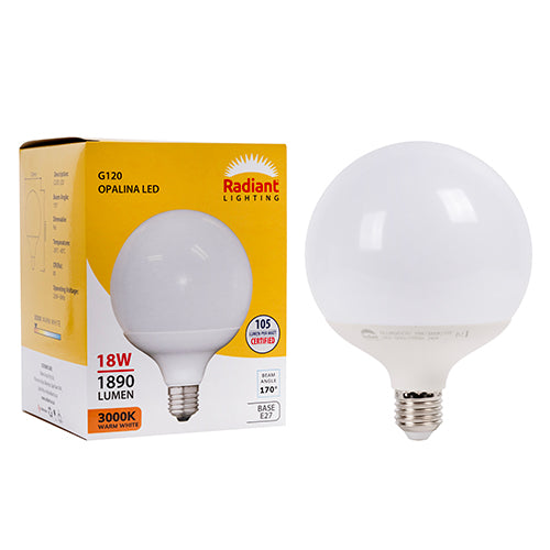Radiant Opalina Frosted G120 18W LED Bulb – E27 Screw, 3000K Warm White