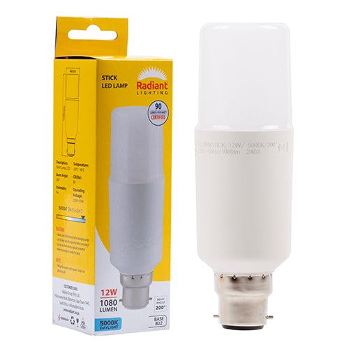 Radiant Stick Lamp Frosted T44 12W LED Bulb – B22 Bayonet, 5000K Daylight