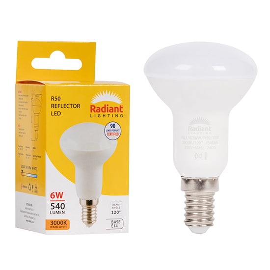Radiant R50 Reflector 6W LED Lamp – E14 Small Screw, 3000K Warm White