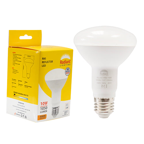 Radiant R80 Reflector 10W LED Lamp – E27 Screw, 3000K Warm White