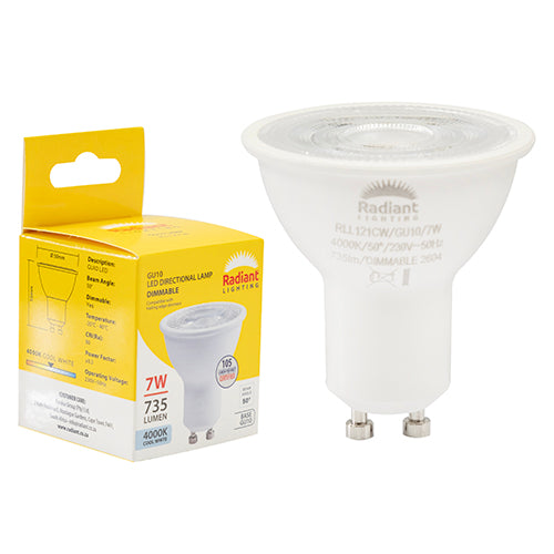 Radiant GU10 Clear Lens 7W Dimmable LED Lamp – GU10, 4000K Cool White