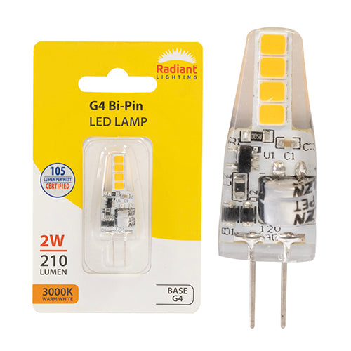 Radiant Bi-Pin 2W LED Lamp – G4, 3000K Warm White