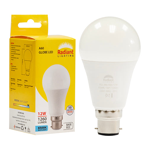 Radiant A60 12W LED Bulb – B22 Bayonet, 6500K Cool Daylight