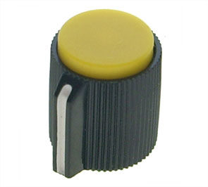 EIE Knob Pla Yel Scr Lin 13x13x6.4