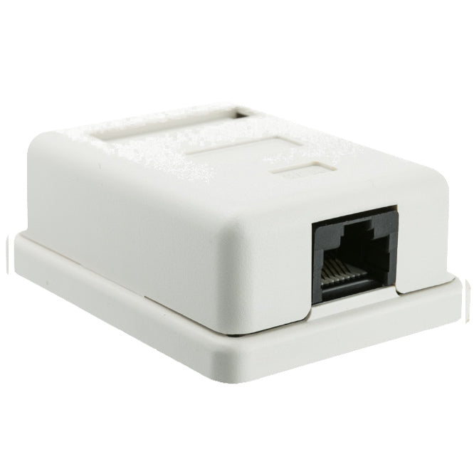 CS RJ45 Surface Box CAT5E White Single Port