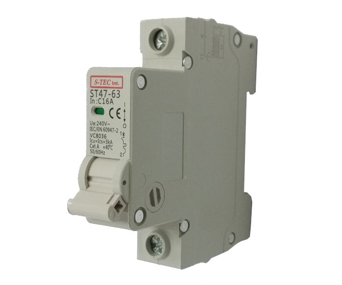 S-TEC Mini Circuit Breaker 3kA C-Curve, DIN Rail