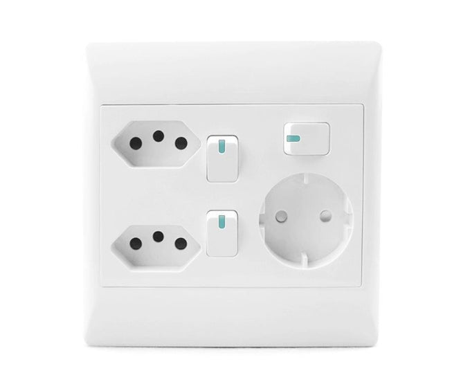 S-TEC Wall Socket 3L + 2 EURO + 1SCHUKO 4x4