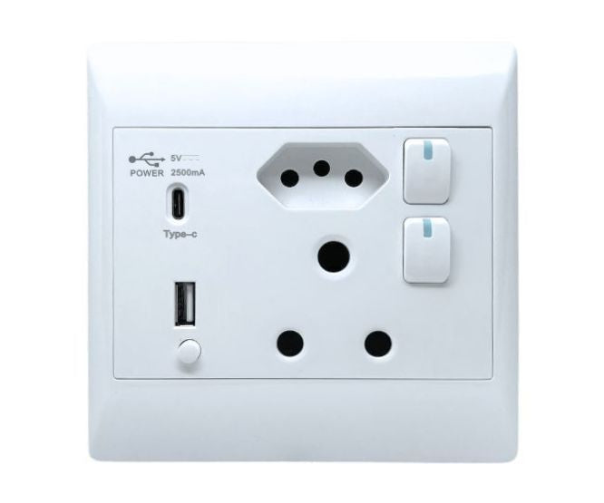 S-TEC Wall Socket with USB-a and USB-C Chargers