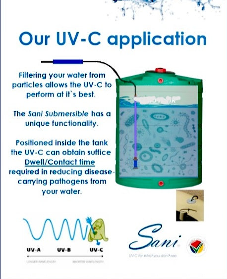 Sani UV-C Submersible In-Tank Water Steriliser for Tanks, Reservoirs & Borehole Storage