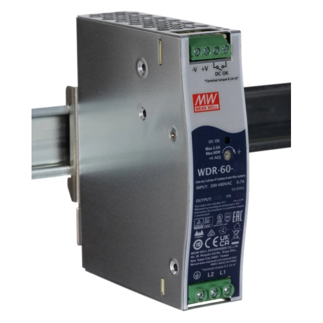 Mean Well DIN Rail Power Supply WDR-60 60W