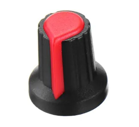 EIE Knob Black Splined with Red Marker 6mm 15x17