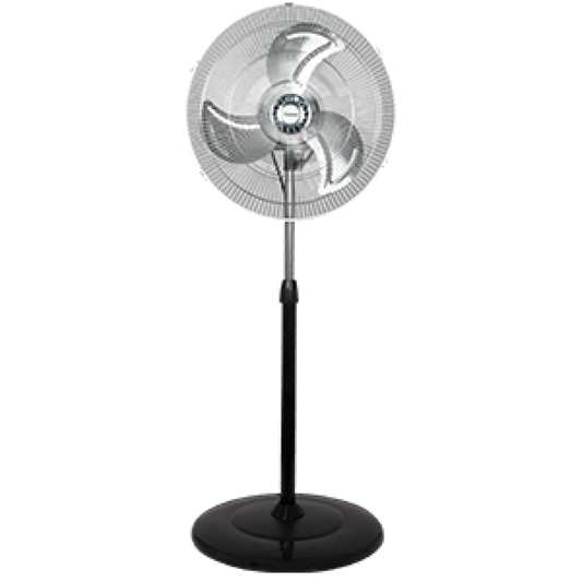 Bright Star floor-standing 16-inch fan with 3-in-1 metal base for cooling in any setting.